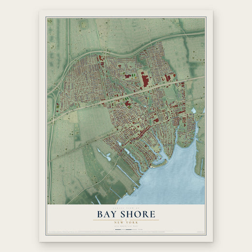 Bay Shore, New York map print, the full design