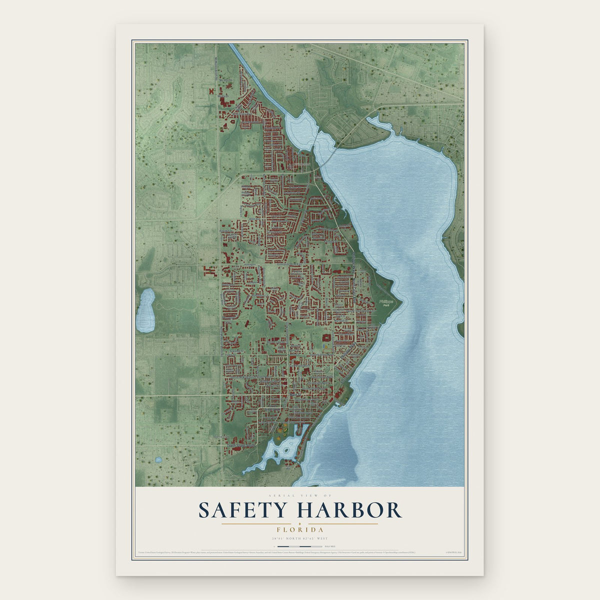 Safety Harbor, Florida map print, the full design