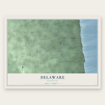 Delaware, Michigan map print, the full design