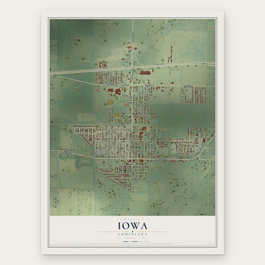 Iowa, Louisiana map print, the full design