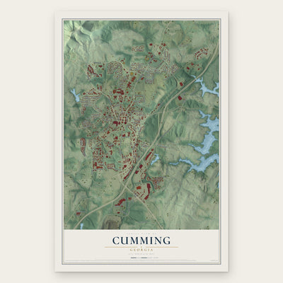 Cumming, Georgia map print, the full design
