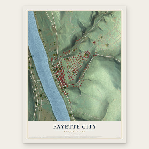 Fayette City, Pennsylvania map print, the full design