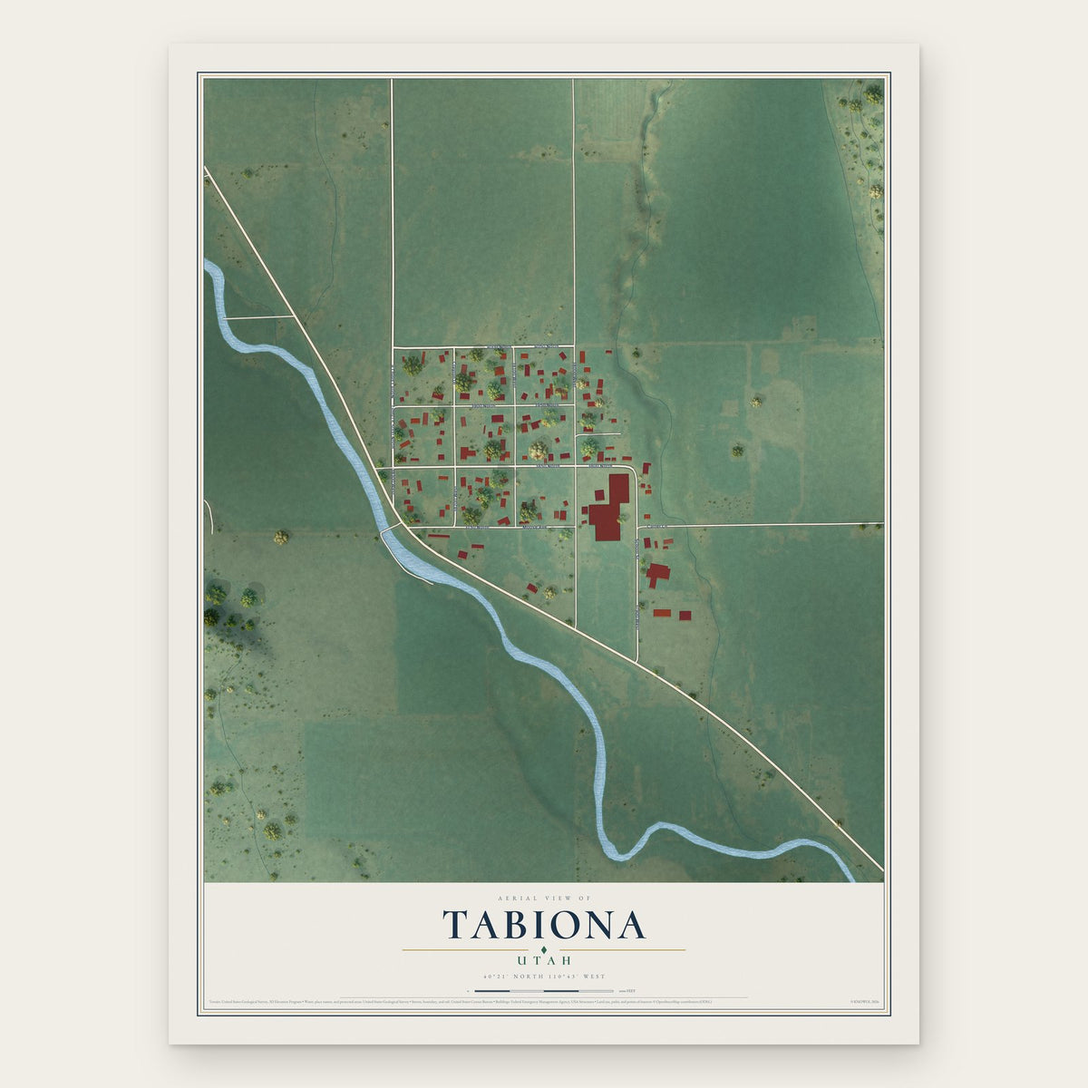 Tabiona, Utah map print, the full design