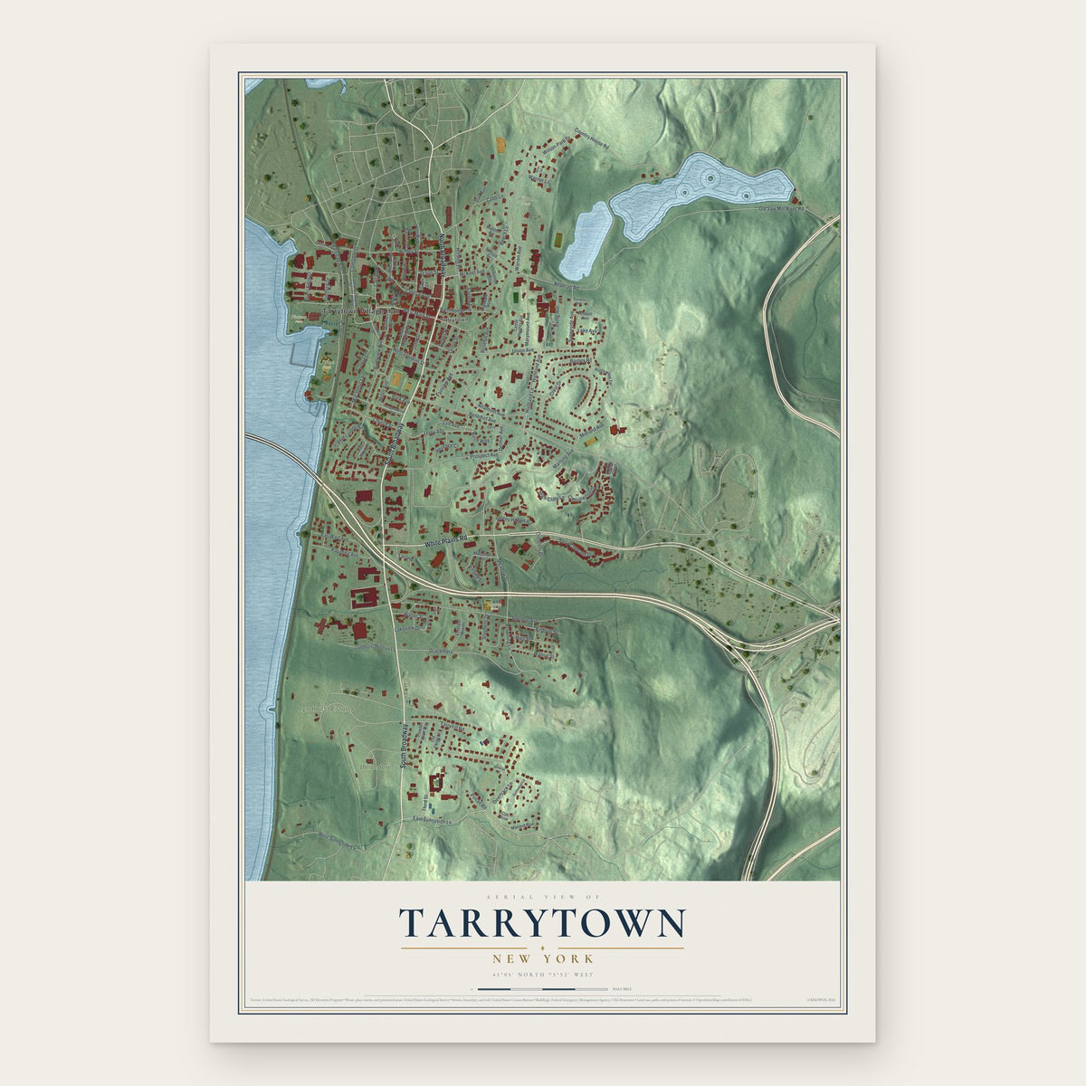 Tarrytown, New York map print, the full design
