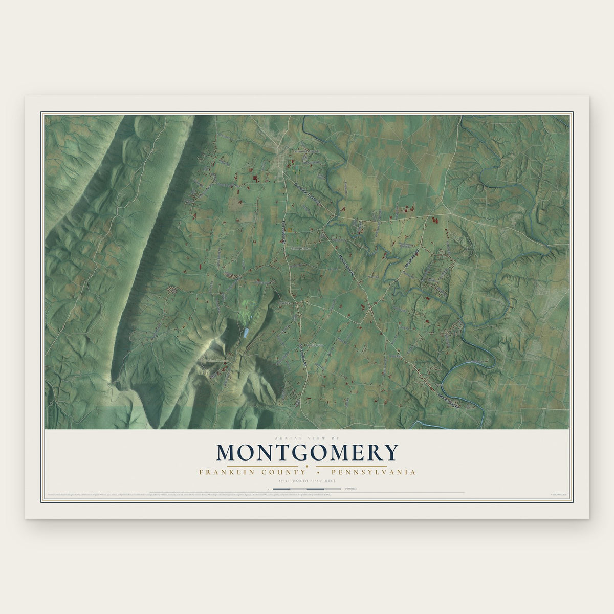 Montgomery, Franklin County, Pennsylvania map print, the full design