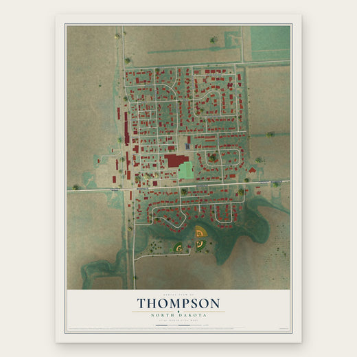 Thompson, North Dakota map print, the full design