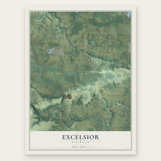 Excelsior, Wisconsin map print, the full design