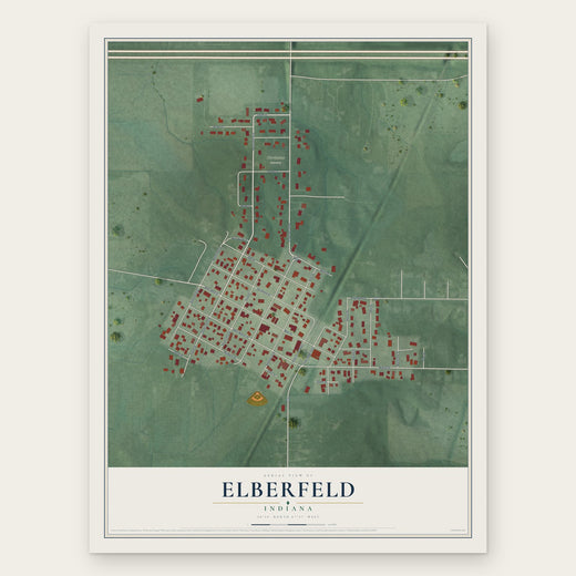 Elberfeld, Indiana map print, the full design