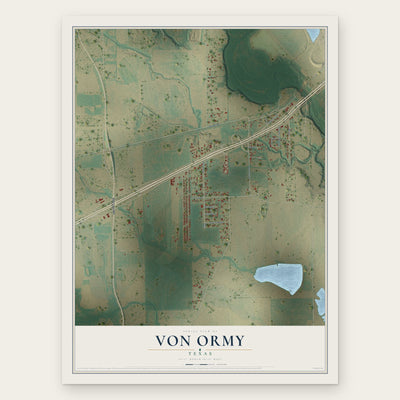 Von Ormy, Texas map print, the full design
