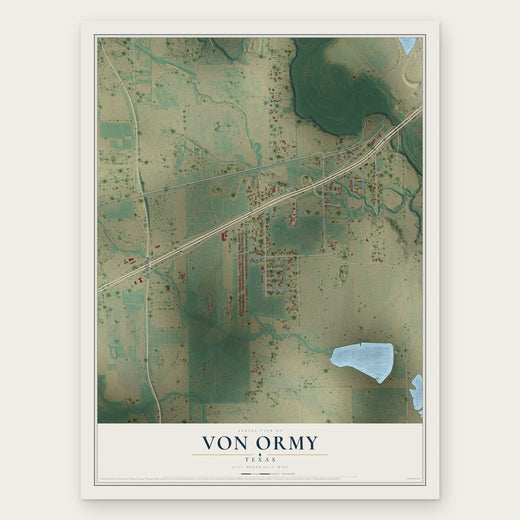 Von Ormy, Texas map print, the full design