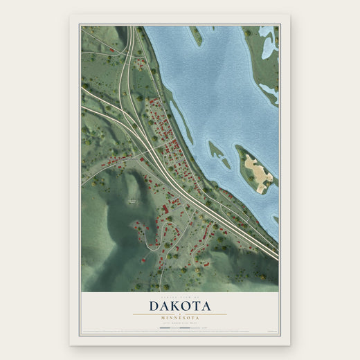 Dakota, Minnesota map print, the full design