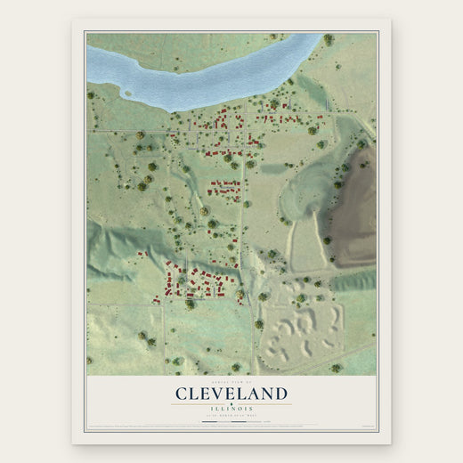 Cleveland, Illinois map print, the full design