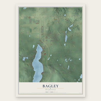 Bagley, Michigan map print, the full design