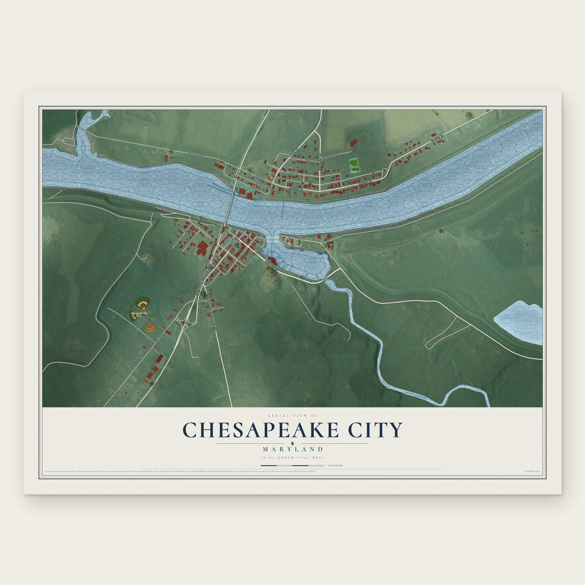 Chesapeake City, Maryland map print, the full design