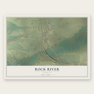 Rock River, Wyoming map print, the full design