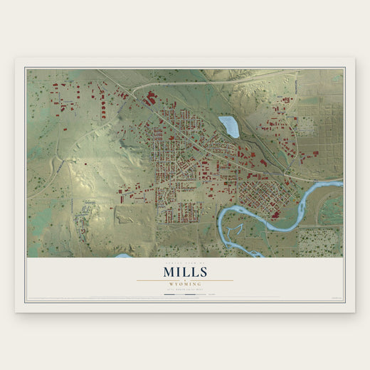 Mills, Wyoming map print, the full design