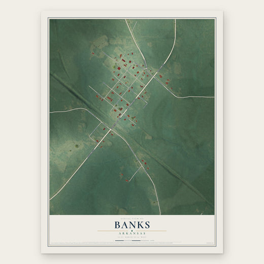 Banks, Arkansas map print, the full design