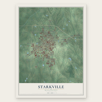 Starkville, Mississippi map print, the full design