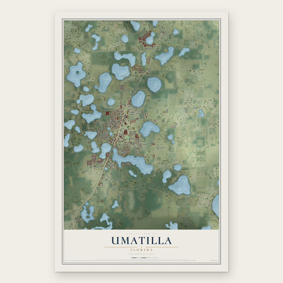 Umatilla, Florida map print, the full design