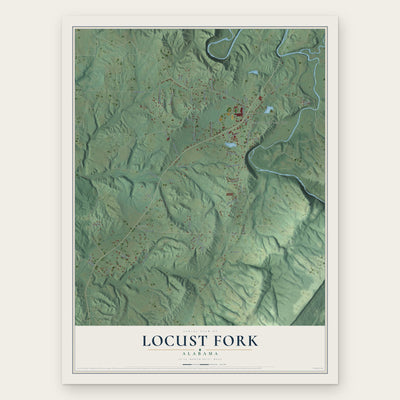 Locust Fork, Alabama map print, the full design