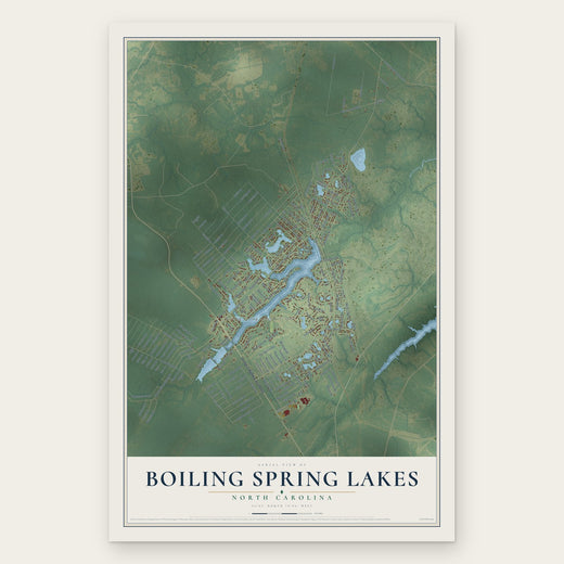 Boiling Spring Lakes, North Carolina map print, the full design