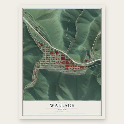 Wallace, Idaho map print, the full design