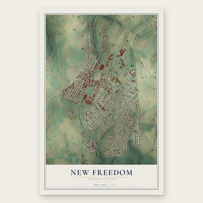 New Freedom, Pennsylvania map print, the full design
