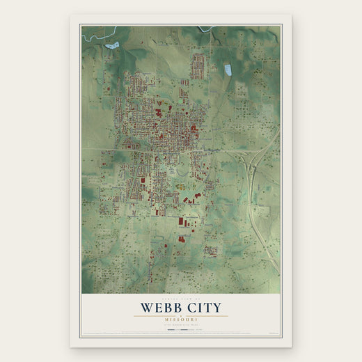 Webb City, Missouri map print, the full design
