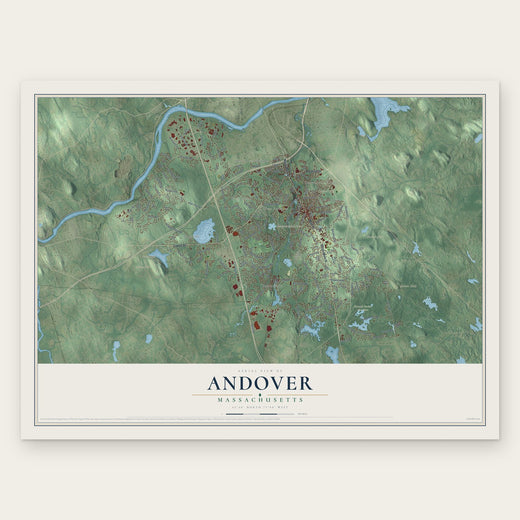 Andover, Massachusetts map print, the full design
