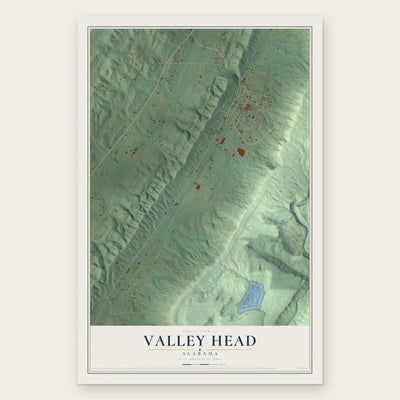 Valley Head, Alabama map print, the full design