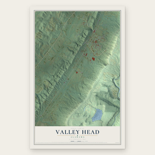 Valley Head, Alabama map print, the full design