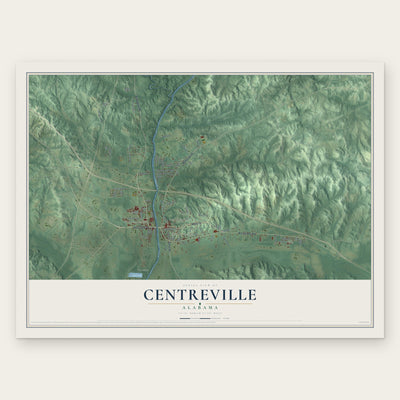Centreville, Alabama map print, the full design