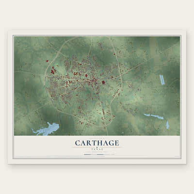 Carthage, Texas map print, the full design