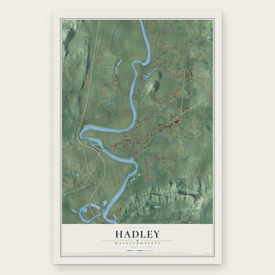 Hadley, Massachusetts map print, the full design
