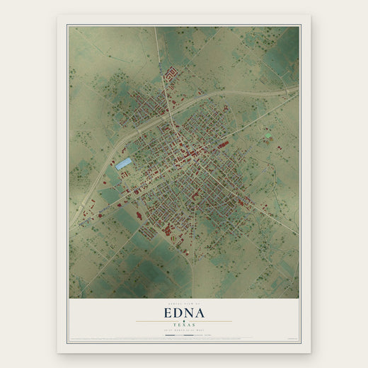 Edna, Texas map print, the full design