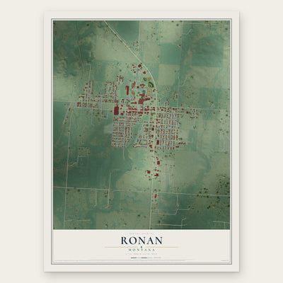 Ronan, Montana map print, the full design