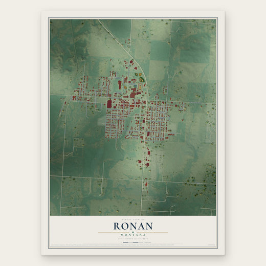 Ronan, Montana map print, the full design