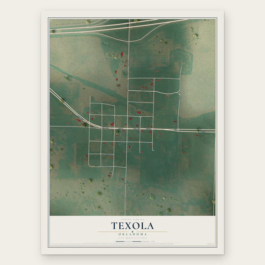 Texola, Oklahoma map print, the full design