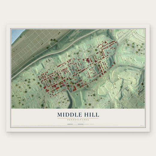 Middle Hill, Pennsylvania map print, the full design