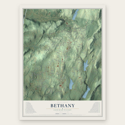 Bethany, Connecticut map print, the full design