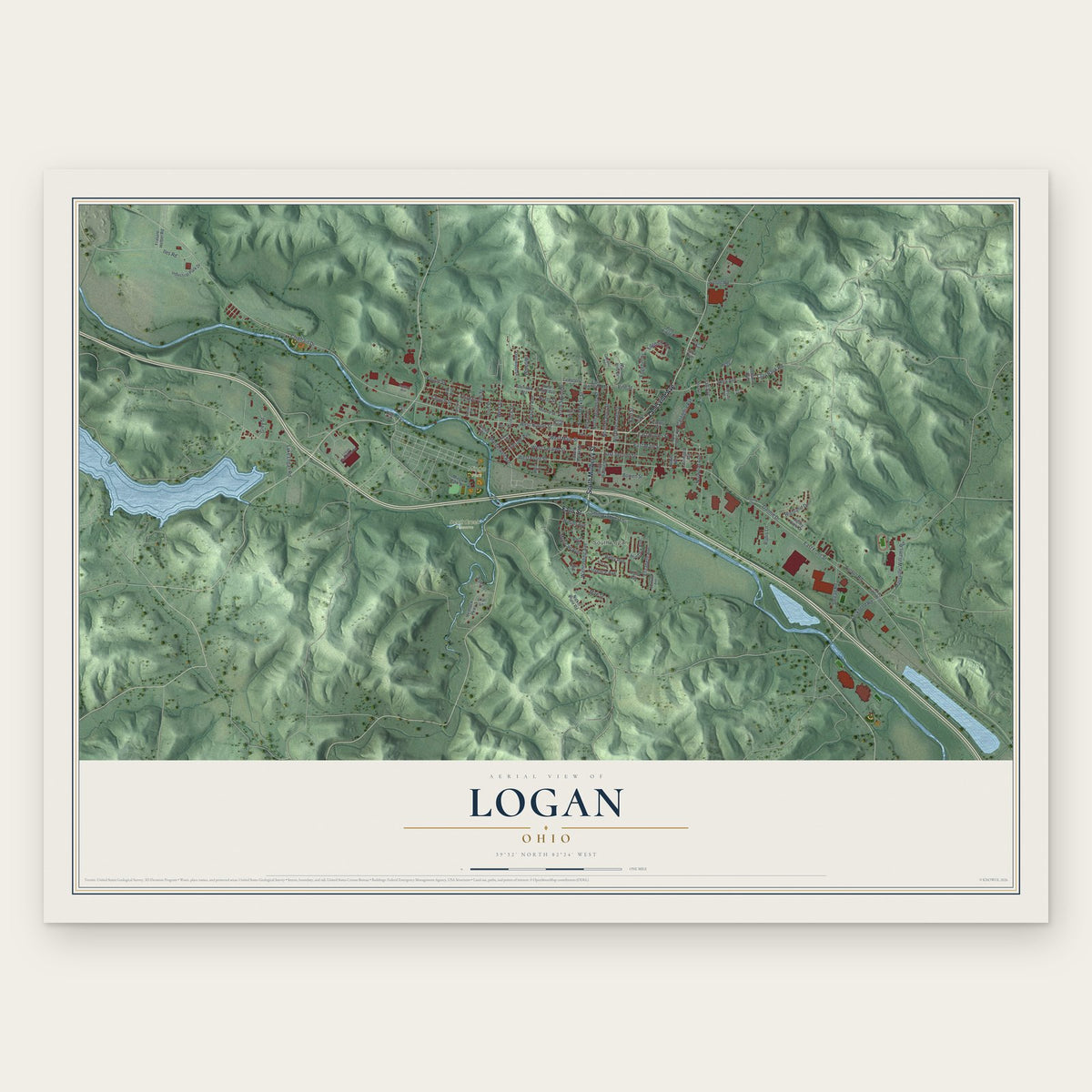 Logan, Ohio map print, the full design