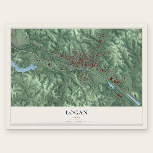 Logan, Ohio map print, the full design