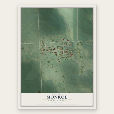 Monroe, South Dakota map print, the full design