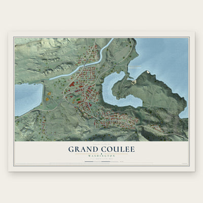 Grand Coulee, Washington map print, the full design