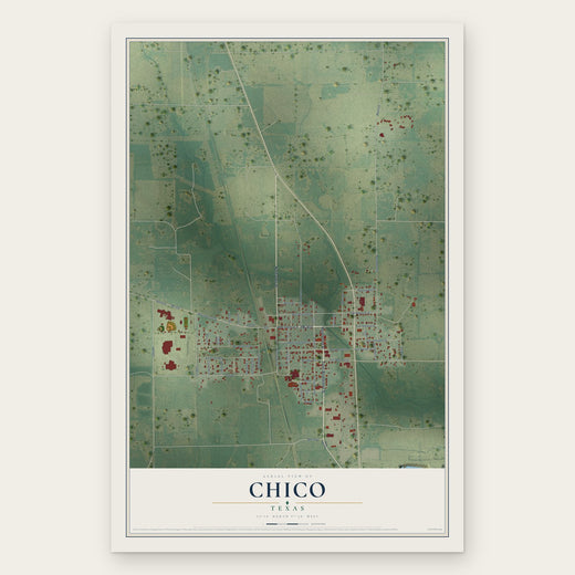 Chico, Texas map print, the full design