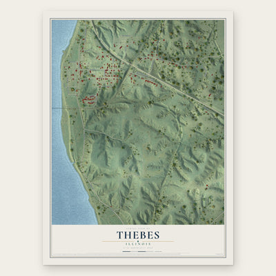 Thebes, Illinois map print, the full design