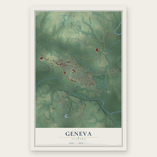 Geneva, Alabama map print, the full design