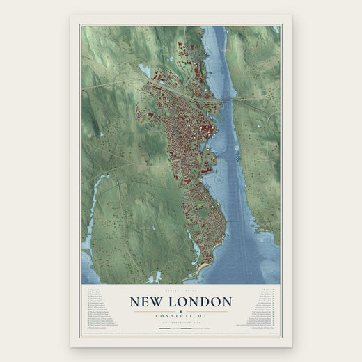 New London, Connecticut map print, the full design