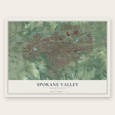 Spokane Valley, Washington map print, the full design