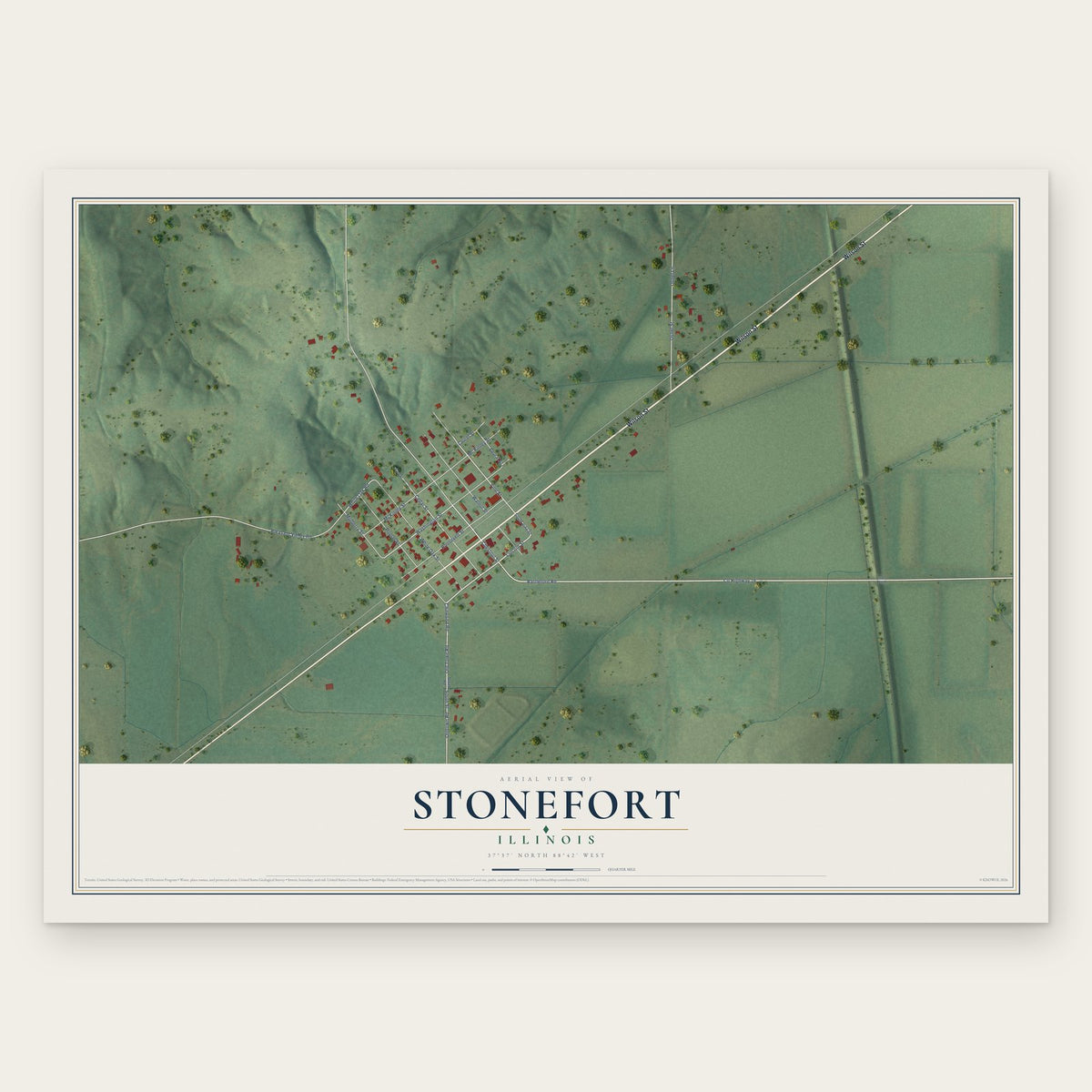 Stonefort, Illinois map print, the full design